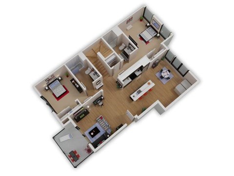 Floor plan for 2 beds, 2 baths, 1126 sqft